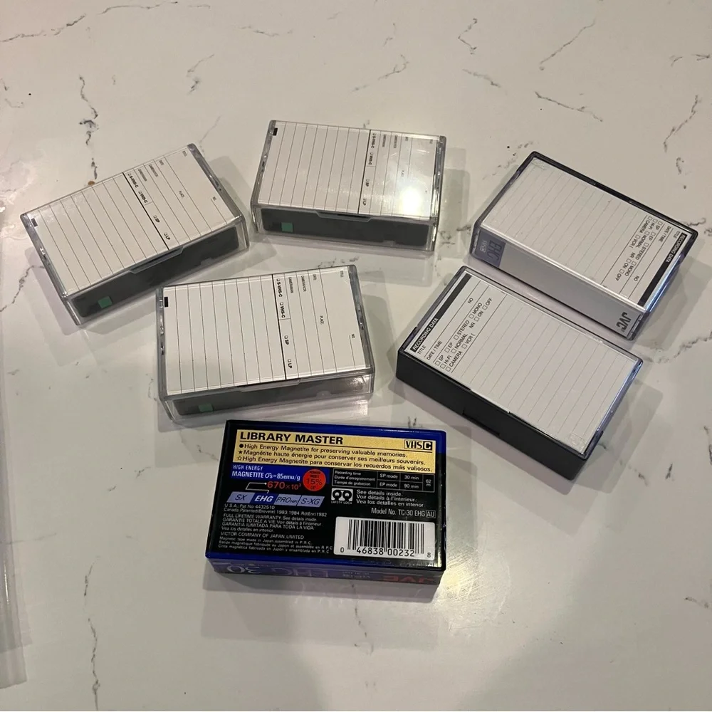 Lot of 6 JVC and Maxell VHS-C Camcorder Tapes, Blank Unused